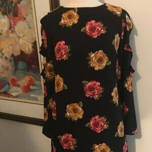 Nicole Miller Studio | Floral Dress with Lace/Mesh on Sleeves | Size 4 & 2
